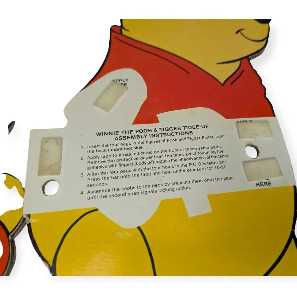 Vintage 1981 Walt Disney Productions Winne the Pooh Wall Hanging w/ Coat Hooks